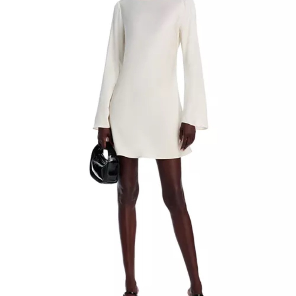 French Connection Ennis Satin Bell Sleeve Mini Dress, white, 12